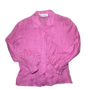 Lightweight pink 100% linen button‑up shirt 💗✨ - Size L